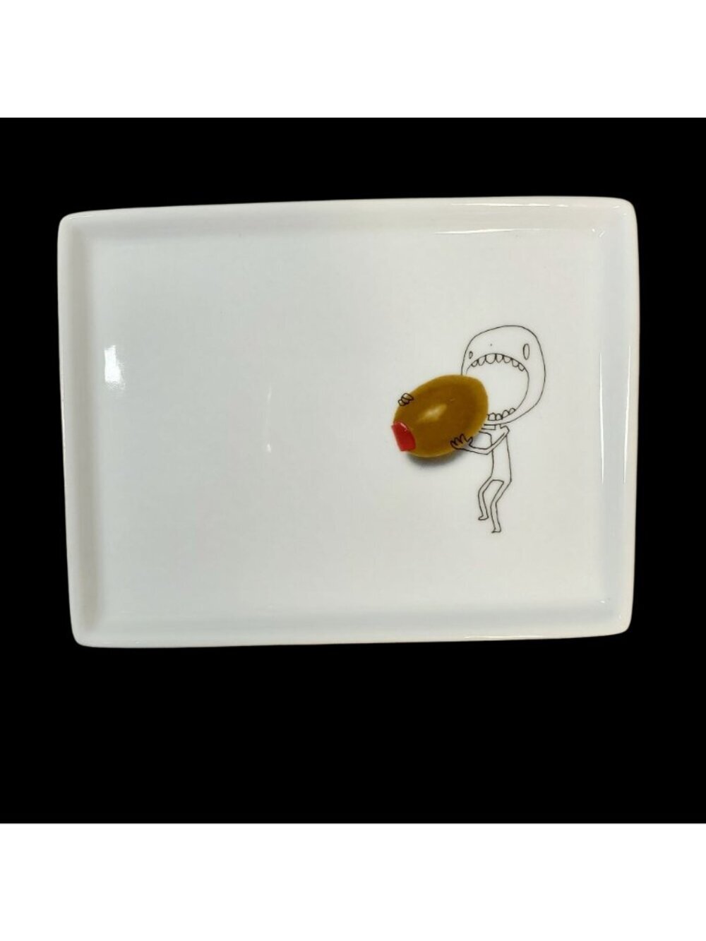 Crate Barrel Sushi Plates CB2 2009 Olive 2011 Swiss Cheese Ceramic 6.5 x 5 Inch - Picture 3 of 7